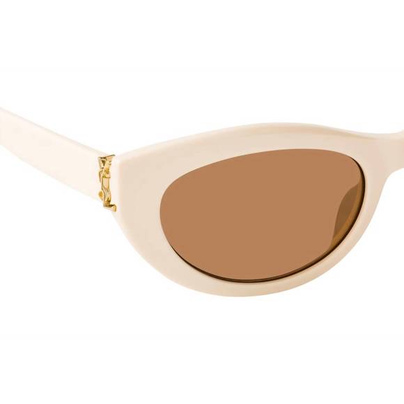 NEW SAINT LAURENT women's cat eye sunglasses in beige - Picture 4 of 4